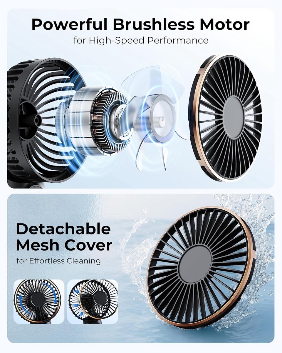 Handheld Fan - Mini Portable Fan - Rechargeable - Power Bank - 6 Settings - Black V1188-MS-313-1090