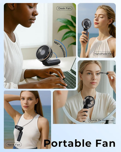 Handheld Fan - Mini Portable Fan - Rechargeable - Power Bank - 6 Settings - Black V1188-MS-313-1090