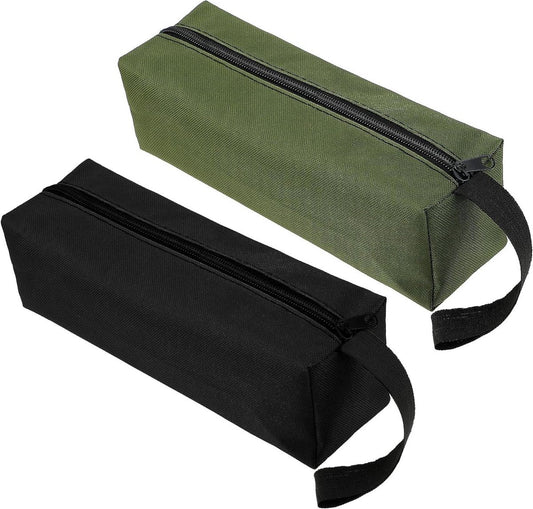 Pack of 2 10" x 3.1" zippered canvas tool bags, wear-resistant flat bottom portable tool pouch - V1188-MS-313-1092