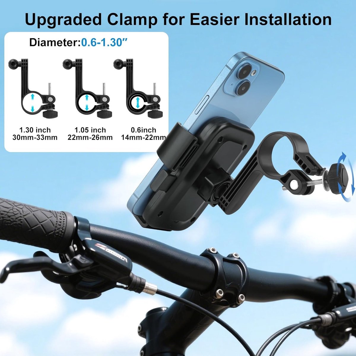 Bicycle Phone Holder - Motorcycle Phone Holder - 1 Second Automatic Locking - 360 Degree Rotating Bicycle V1188-MS-313-1097
