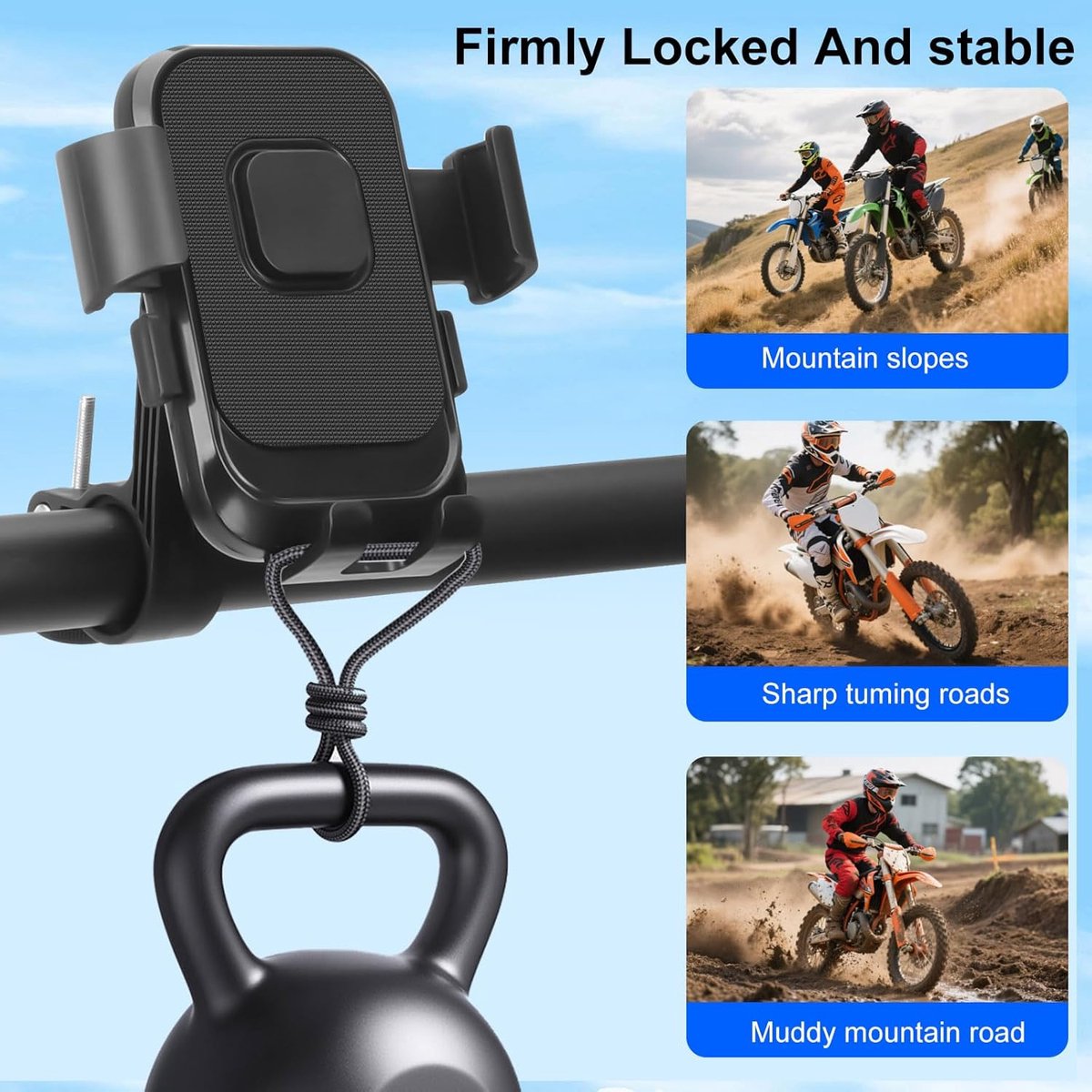 Bicycle Phone Holder - Motorcycle Phone Holder - 1 Second Automatic Locking - 360 Degree Rotating Bicycle V1188-MS-313-1097