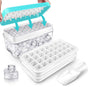 Frozen Ice Cube Trays - Food Grade Ice Cube Molds with Lids - Ice Cube Molds - 2 Layers, Blue - Releases all V1188-MS-313-1102