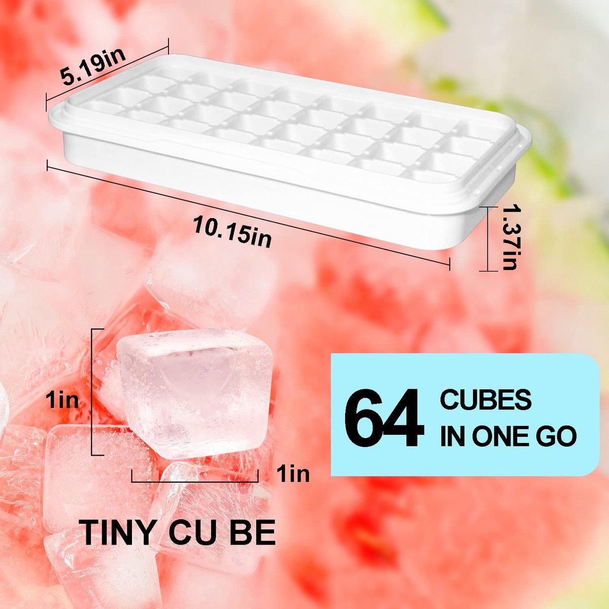 Frozen Ice Cube Trays - Food Grade Ice Cube Molds with Lids - Ice Cube Molds - 2 Layers, Blue - Releases all V1188-MS-313-1102