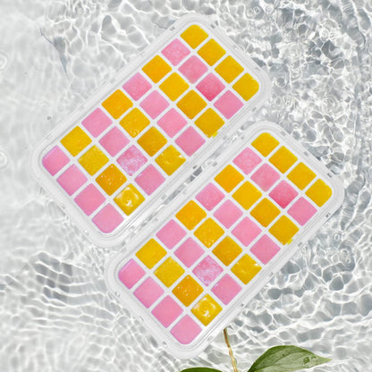 Frozen Ice Cube Trays - Food Grade Ice Cube Molds with Lids - Ice Cube Molds - 2 Layers, Blue - Releases all V1188-MS-313-1102