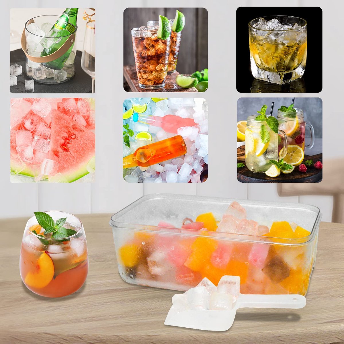 Frozen Ice Cube Trays - Food Grade Ice Cube Molds with Lids - Ice Cube Molds - 2 Layers, Blue - Releases all V1188-MS-313-1102