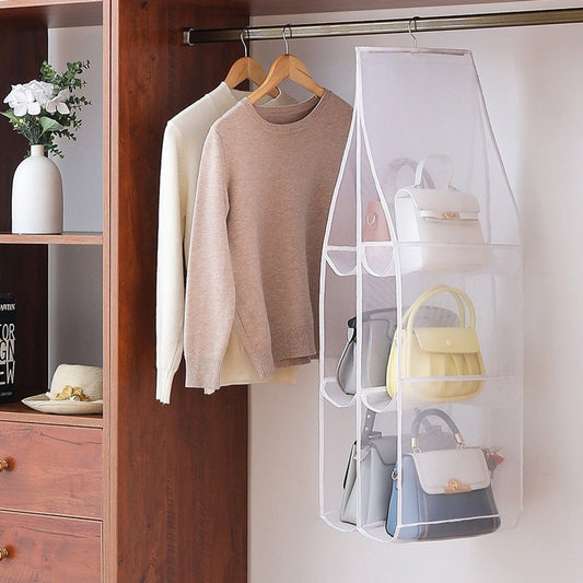 Hanging storage shelf - Closet organizer - Wardrobe organizer - 6 compartments - Suitable for handbags, V1188-MS-313-1104