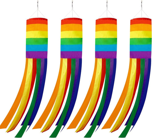 Decorative Rainbow Windproof Sleeve - 40-inch Rainbow Windproof Sleeve Flag - Pack of 4 - Striped Rainbow V1188-MS-313-1107