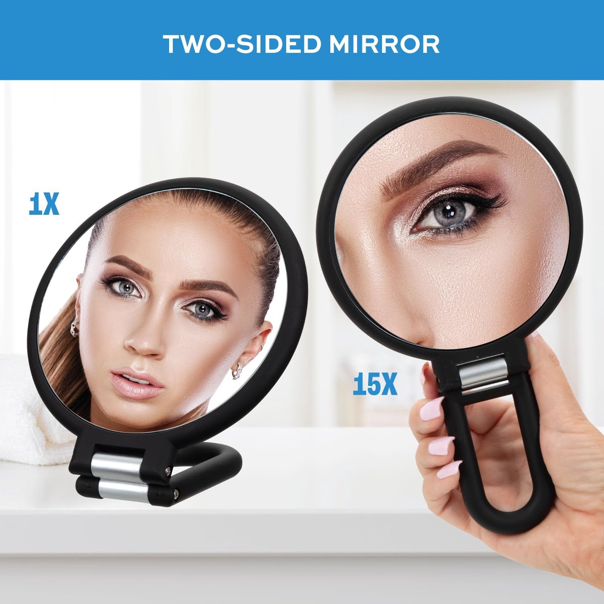 Pocket Mirror - 15x Magnifying Pocket Mirror - Pocket Mirror - Portable Travel Mirror - Makeup Mirror - V1188-MS-313-1108