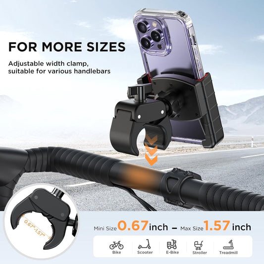 Phone holder for bicycles and motorcycles - Quick attachment - Bicycle handlebar mount - For scooters - Black V1188-MS-313-1111