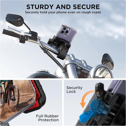 Phone holder for bicycles and motorcycles - Quick attachment - Bicycle handlebar mount - For scooters - Black V1188-MS-313-1111