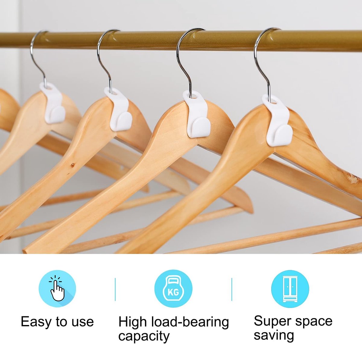 Hook - Connecting hook for hangers - 20 Hanger hooks - Ideal space saver for your wardrobe - Wit V1188-MS-313-1112