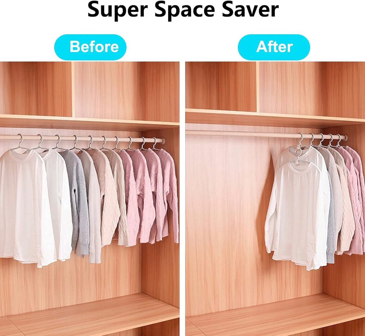 Hook - Connecting hook for hangers - 20 Hanger hooks - Ideal space saver for your wardrobe - Wit V1188-MS-313-1112