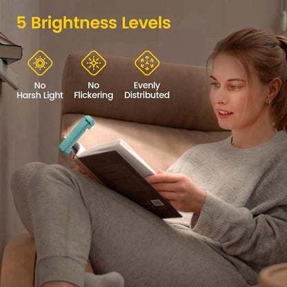 Boek Lamp - LED de Boek Lamp with Clamp - 3 Reading Light Modes - USB-C Rechargeable - Black V1188-MS-313-1115