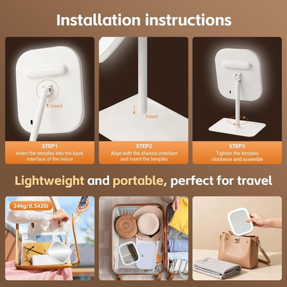 Makeup Mirror with Lighting - 3 Light Colors - Dimmable - Mirror with Lights - Smart Touch - USB Charging Port V1188-MS-318-001