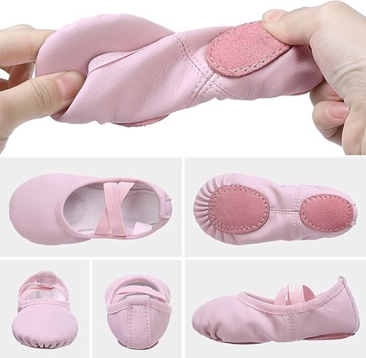 Women's Ballet Shoes - Ballet Shoes for Girls - Purple-Pink - Soft PU Leather Dance Shoes with Non-Slip Sole V1188-MS-318-2-03