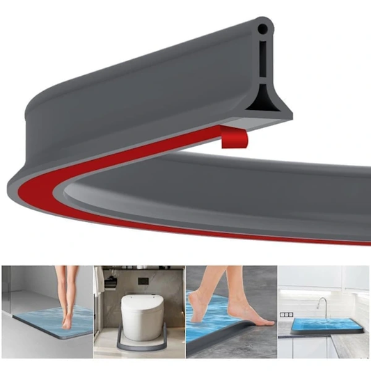 2m Self-Adhesive Shower Strip, 4cm High Waterproof Rubber Strip for Bathroom and Kitchen, Shower Threshold / V1188-MS-318-4-02