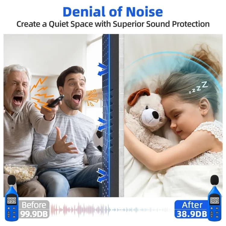 12-Pack Self-Adhesive Sound Absorbing Foam Wall Tiles, 30x30x2.5 cm, High Density V1188-MS-325-0001