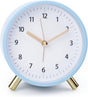 Silent Alarm Clock with Night Light and Backlight, Blue Bedroom and Travel Clock, Metal V1188-MS-325-0006