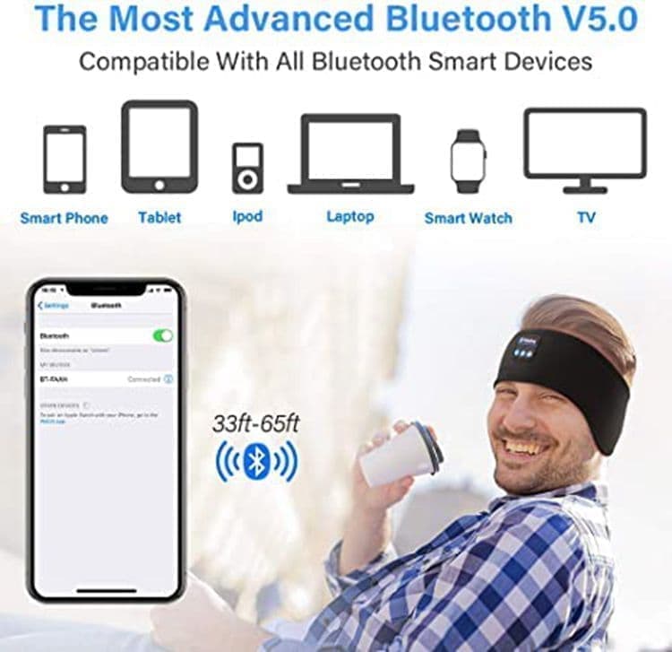 Bluetooth Sleep Headphones Headband with Eye Mask, One Size V1188-MS-325-0010