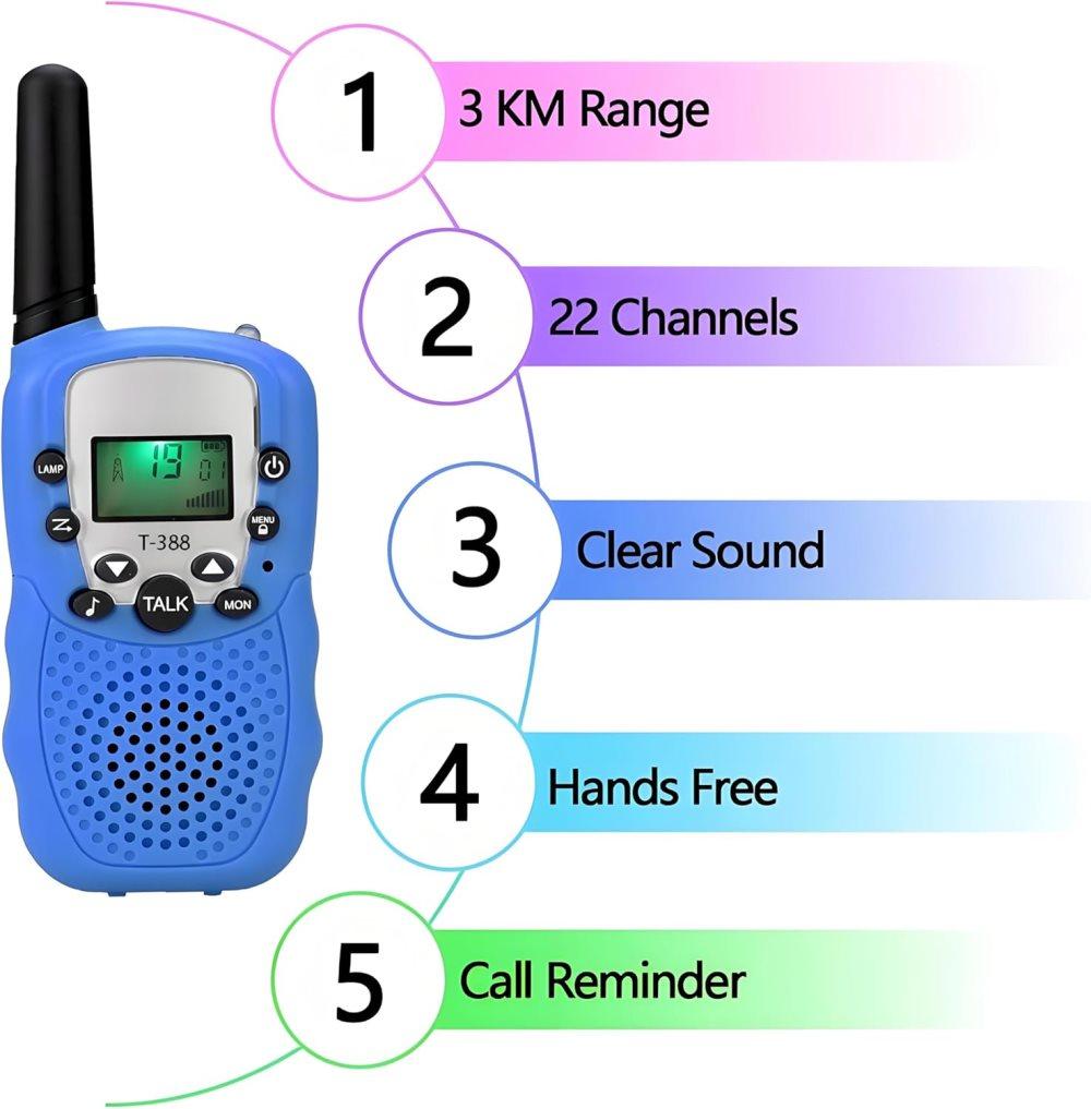 2-Pack Kids Walkie Talkies with 3 km Range, Blue V1188-MS-325-0012