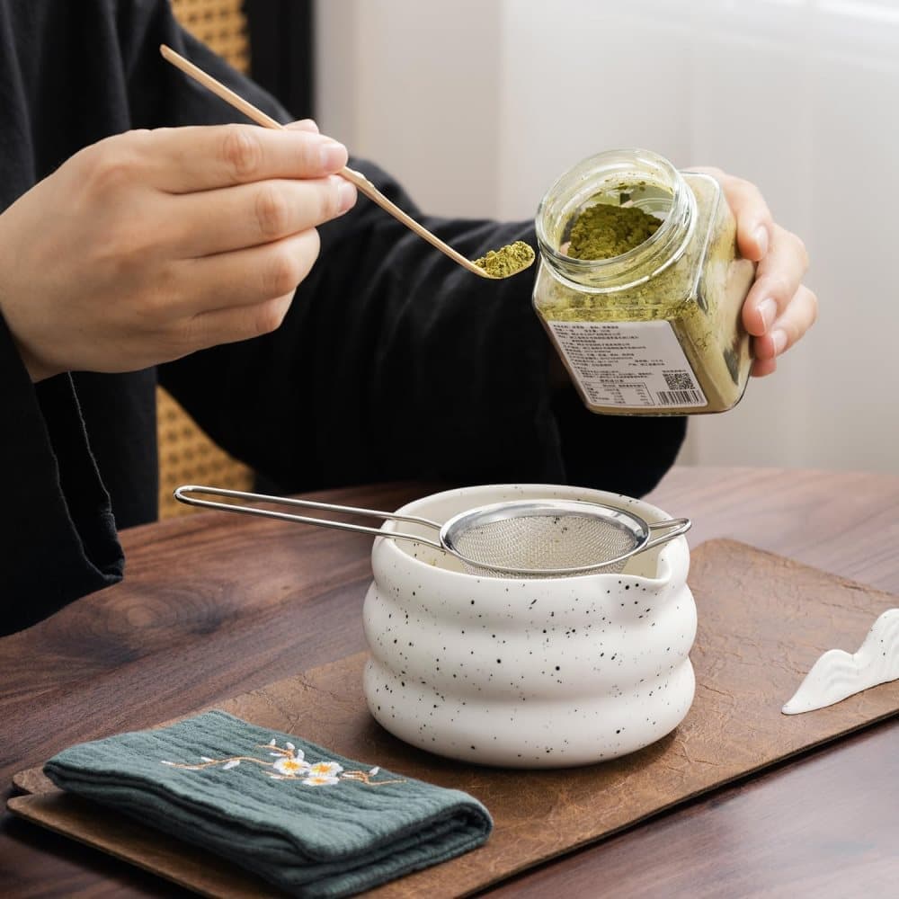 7-Piece Ceramic Matcha Tea Set with Bowl Whisk and Accessories, White V1188-MS-325-0025