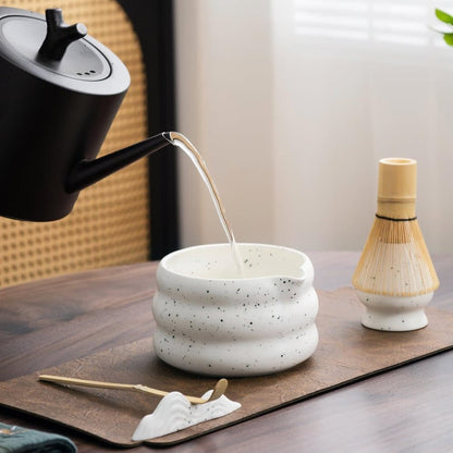 7-Piece Ceramic Matcha Tea Set with Bowl Whisk and Accessories, White V1188-MS-325-0025
