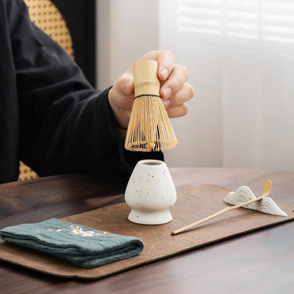 7-Piece Ceramic Matcha Tea Set with Bowl Whisk and Accessories, White V1188-MS-325-0025