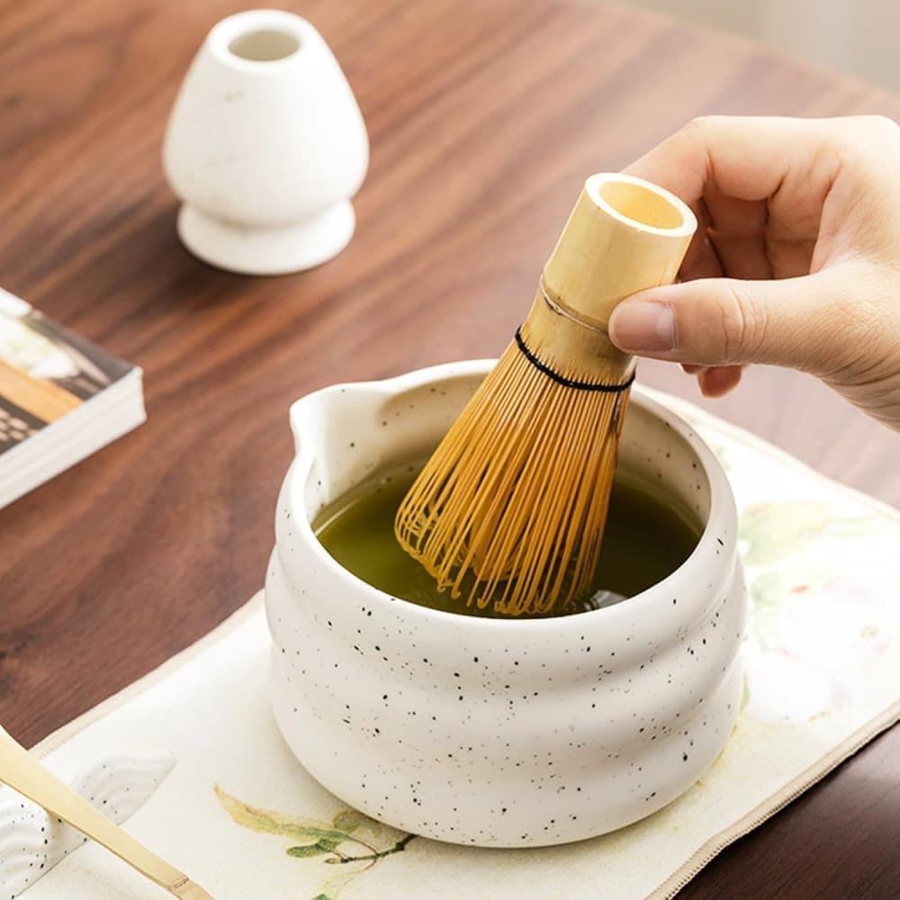 7-Piece Ceramic Matcha Tea Set with Bowl Whisk and Accessories, White V1188-MS-325-0025