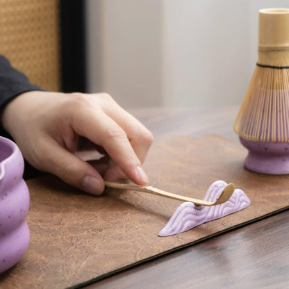 7-Piece Ceramic Matcha Tea Set with Bowl Whisk and Accessories, Purple V1188-MS-325-0028