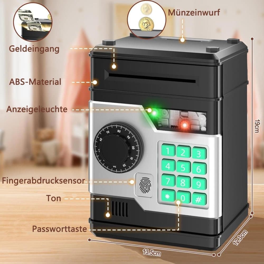 Children's Electronic Piggy Bank with Fingerprint & Password Protection, Automatic Saving Function, Mini V1188-MS-325-0030