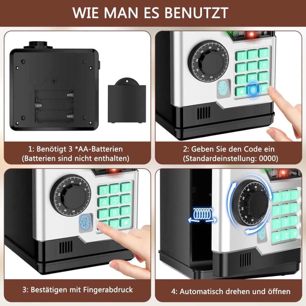 Children's Electronic Piggy Bank with Fingerprint & Password Protection, Automatic Saving Function, Mini V1188-MS-325-0031