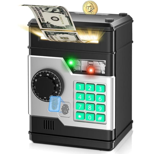Kids Electronic Piggy Bank with Fingerprint & Password Protection, Automatic Saving Function, Mini Cabinet, V1188-MS-325-0032