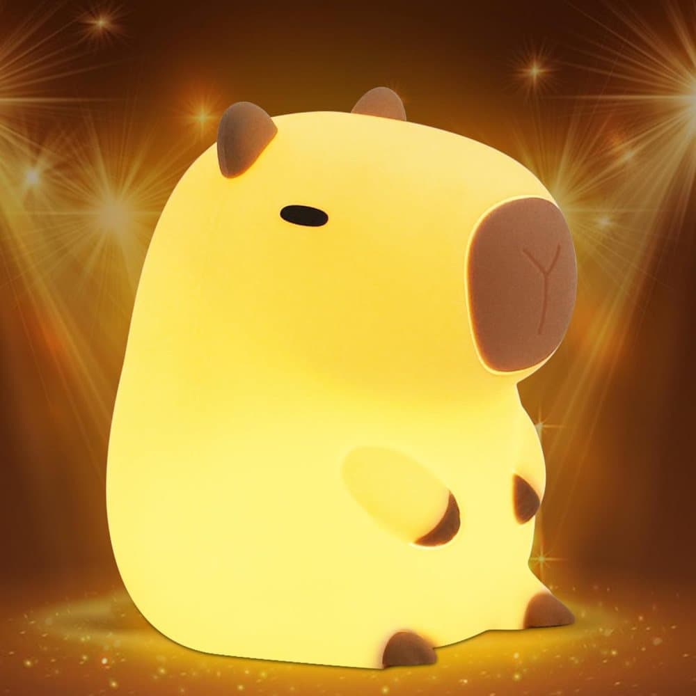 Capybara Night Light Soft Animal Shaped LED Lamp Dimmable with Timer Rechargeable for Kids Room, Portable V1188-MS-325-0034