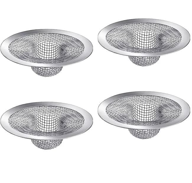 4-Pack Stainless Steel Sink Strainers, Compatible with Most Bathtubs and Showers, 3.5 inches V1188-MS-325-0035
