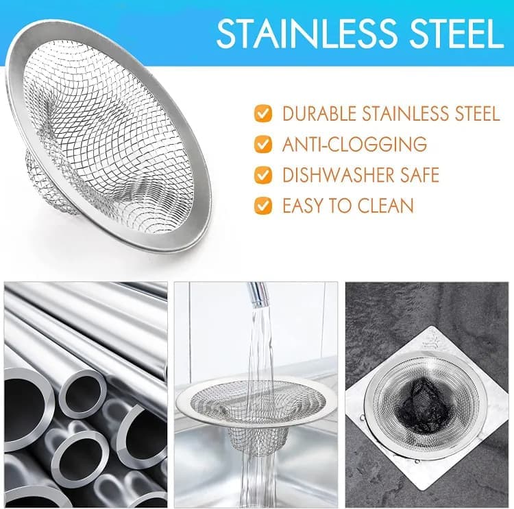 4-Pack Stainless Steel Sink Strainers, Compatible with Most Bathtubs and Showers, 3.5 inches V1188-MS-325-0035