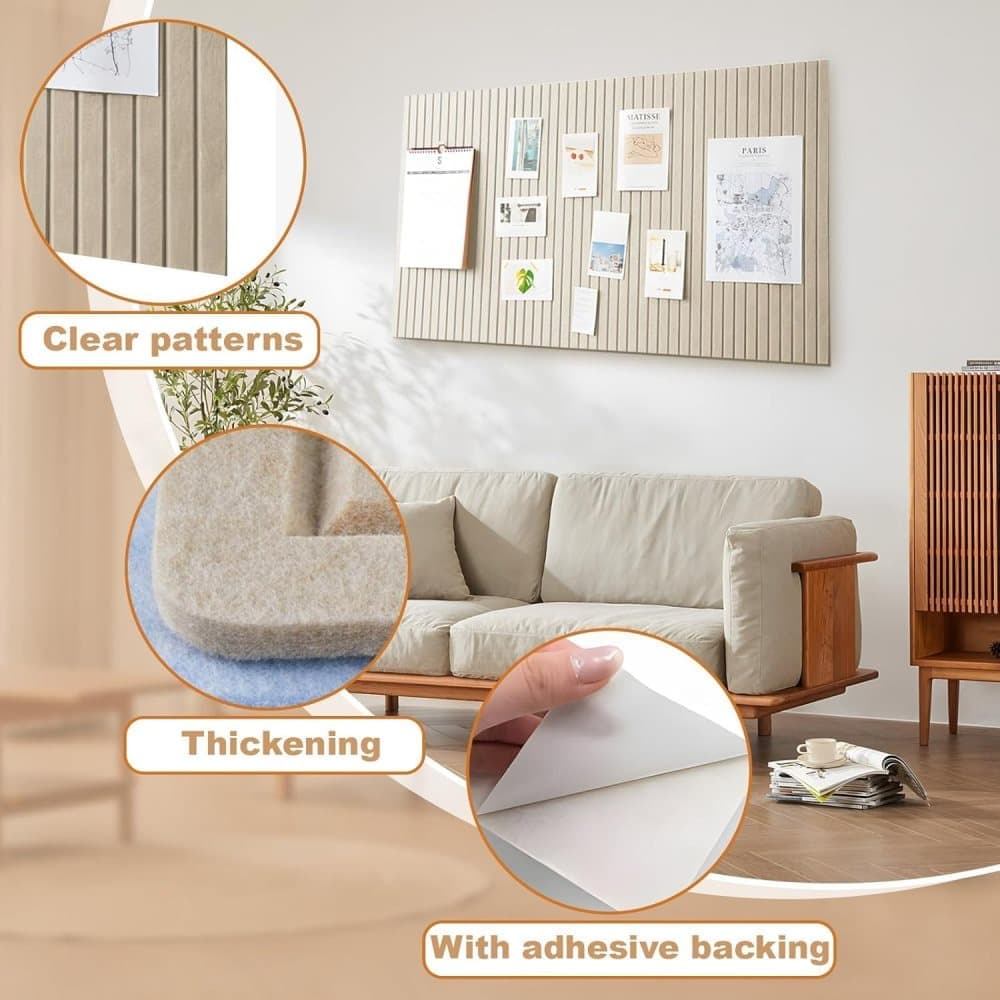 Self-adhesive Photo Board, Decorative Felt and Cork Wall Panel for Photos and Messages, Acoustic Panels V1188-MS-325-0039