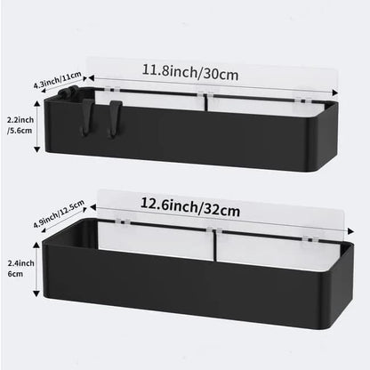 2-Pack Stainless Steel Shower Shelf, Drill-Free Bathroom Storage for Shampoo, 12x4x6 Inches V1188-MS-325-0042