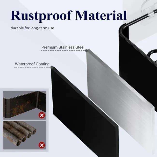 2-Pack Stainless Steel Shower Shelf, Drill-Free Bathroom Storage for Shampoo, 12x4x6 Inches V1188-MS-325-0042