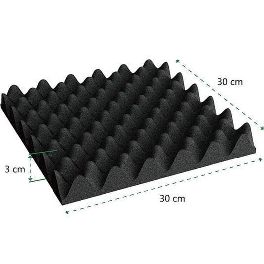 12 Acoustic Panels, 30x30x3cm - Self-Adhesive High Density Sound Absorbing Wall Tiles for Effective Sound V1188-MS-325-0043