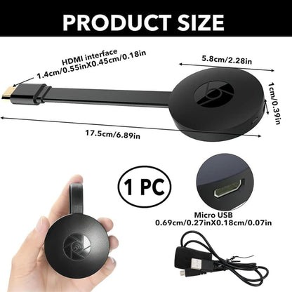 Wireless HDMI Dongle 1080p Media Streamer, Black, Compatible with Home Theater TV and Projector V1188-MS-325-0045