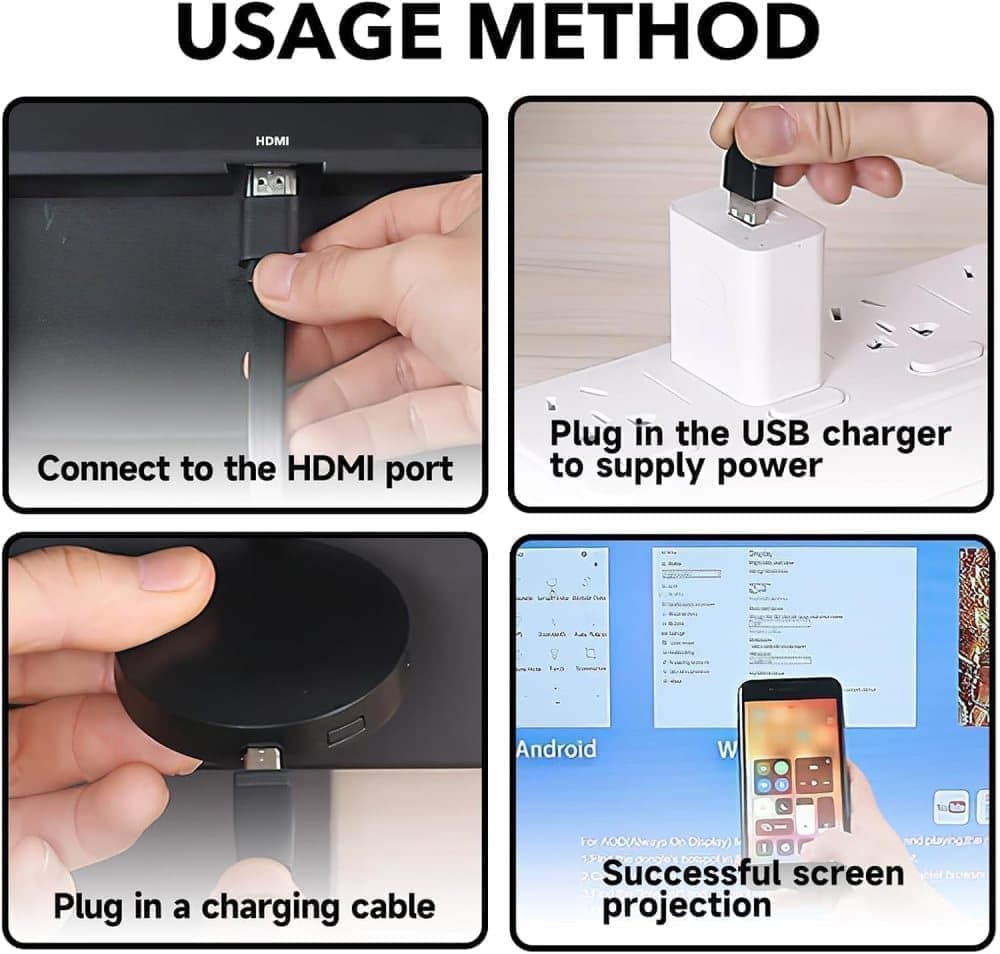Wireless HDMI Dongle 1080p Media Streamer, Black, Compatible with Home Theater TV and Projector V1188-MS-325-0045