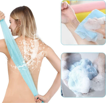 4pcs Multicolor Nylon Japanese Exfoliating Shower Scrub Washcloth Towel, Soft Body Cleaning Sponges V1188-MS-325-0048