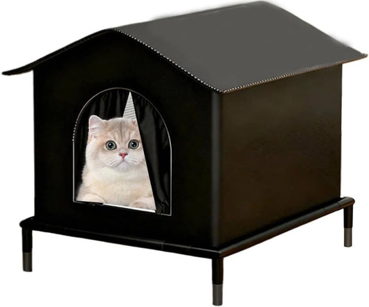 1 Pack Waterproof Insulated Outdoor Cat House for Homeless Cats and Small Animals, 42 x 42 x 42cm, Black V1188-MS-325-0049