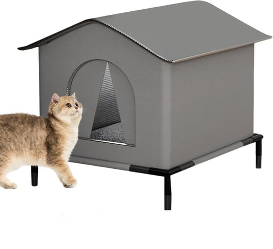 1 Pack Waterproof Insulated Outdoor Cat House for Homeless Cats and Small Animals, 33 x 33 x 33cm, Gray V1188-MS-325-0057