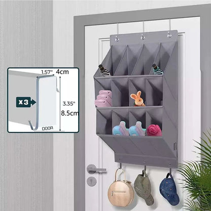 Wall-mounted Shoe and Hat Rack with Hooks, Multi-functional Storage for Door Hanging, Gray V1188-MS-325-0060