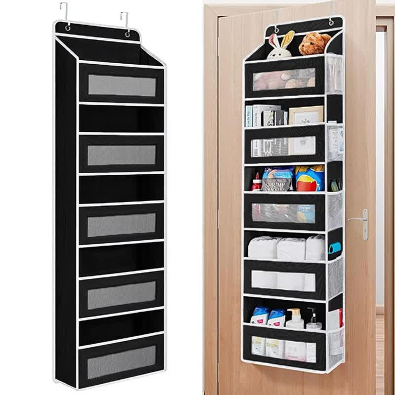 Wall-mounted Doll Rack with Hooks, Multi-functional Storage for Door Hanging, Black V1188-MS-325-0063