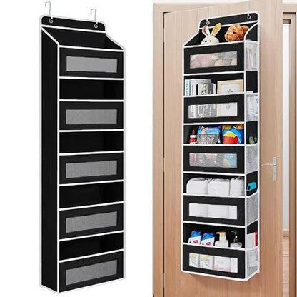 Wall-mounted Doll Rack with Hooks, Multi-functional Storage for Door Hanging, Black V1188-MS-325-0063