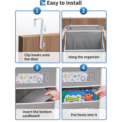 Wall-mounted Doll Rack with Hooks, Multi-functional Storage for Door Hanging, Black V1188-MS-325-0063