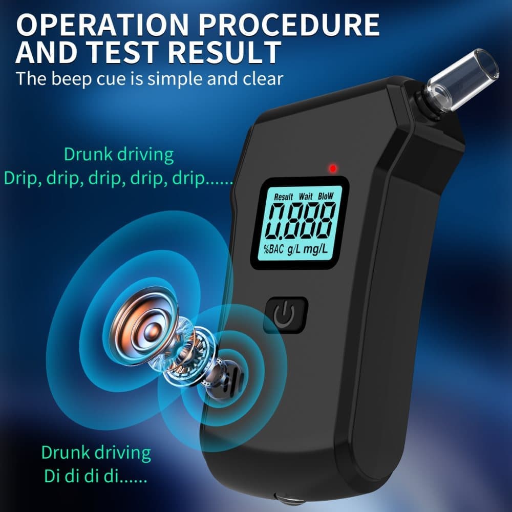 Portable Breathalyzer Alcohol Tester with LCD Display, High-Precision Professional Analyzer V1188-MS-325-0066