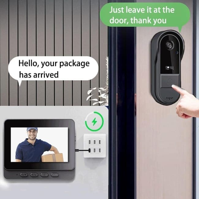 Smart Wireless Video Doorbell with Camera HD Resolution Two-Way Communication Infrared Night Vision Cloud V1188-MS-325-0067